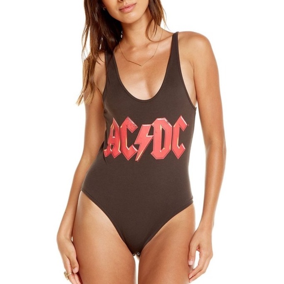 Chaser Tops - Chaser Black AC/DC Tank Bodysuit